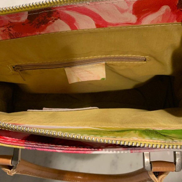 Leather Italian handbag, in bright flower motif. - Picture 7 of 8